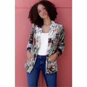 XCVI Floral Crushed Velvet Draping Cardigan. Boho Romantic whimsical fairy XS